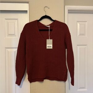 (NEW) Everlane Women's Burgundy V-Neck Sweater